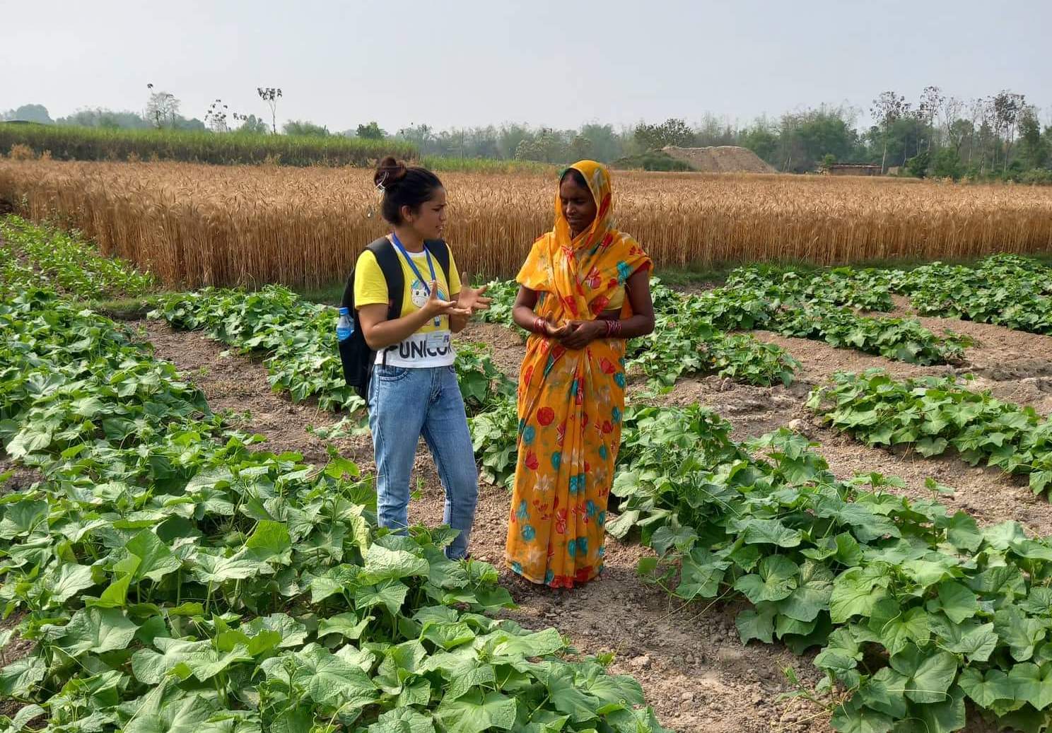 Empowering youth entrepreneurs through appropriate horticulture interventions in Nepal. Image credit: FORWARD Nepal. researcher with woman farmer in field