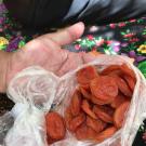 dried apricots in a hand in Tajikistan