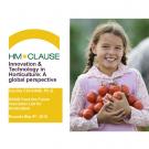 HM Clause logo, "Innovation & Technology in Horticulture: A global perspective, Cecilia CHI-HAM, Ph.D., USAID Feed the Future Innovation Lab for Horticulture, Rwanda May 9th, 2018" left, photo of young girl holding braids